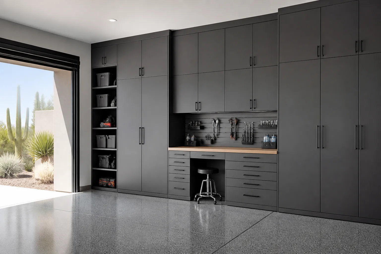 Custom garage storage cabinets in a Scottsdale Arizona home